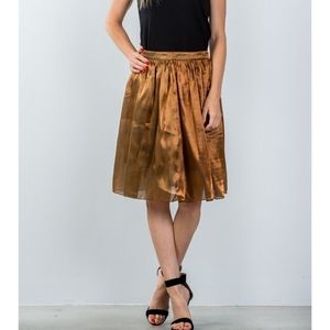 Elegant Brown Satin Skirt